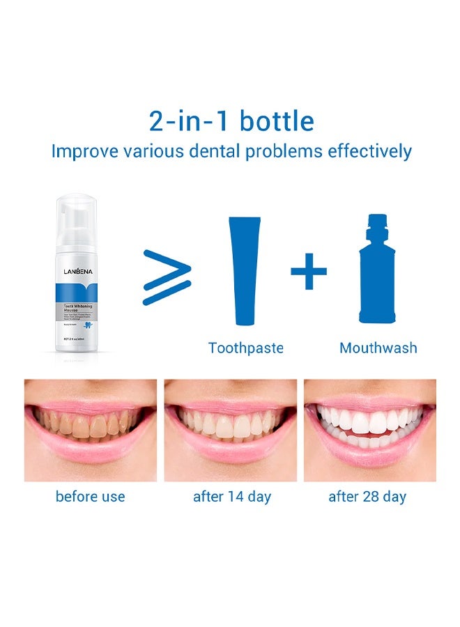 لان بينا موس تبييض الأسنان - ينظف بقع الأسنان، ينعش النفس، يبيض الأسنان، يقوي المينا، يصلح التلف الفموي 60 مل - Image 4