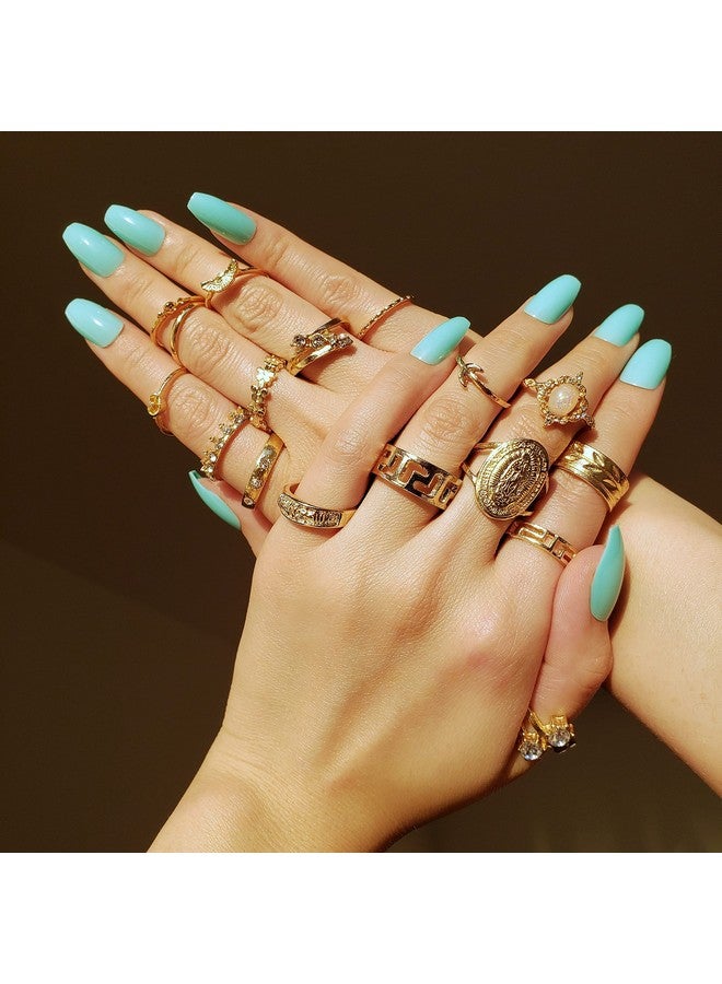 PANTIDE 67Pcs Vintage Knuckle Rings Set Stackable Finger Rings Midi Rings For Women Bohemian Hollow Carved Flowers Gold&Silver Rings Crystal Joint Rings With Storage Bag - Image 3