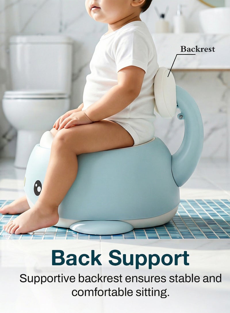 Baybee Whaley Baby Potty Seat for Kids, Baby Potty Training Seat with Closing Lid, Removable Bowl, Splash Guard & High Backrest Baby Potties for Toddlers Kids Toilet Seat Chair Kids Potty Seat for Baby 1+ Years Blue - Image 3
