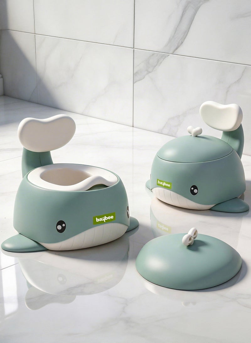 Baybee Whaley Baby Potty Seat for Kids, Baby Potty Training Seat with Closing Lid, Removable Bowl, Splash Guard & High Backrest Baby Potties for Toddlers Kids Toilet Seat Chair Kids Potty Seat for Baby 1+ Years Blue - Image 1