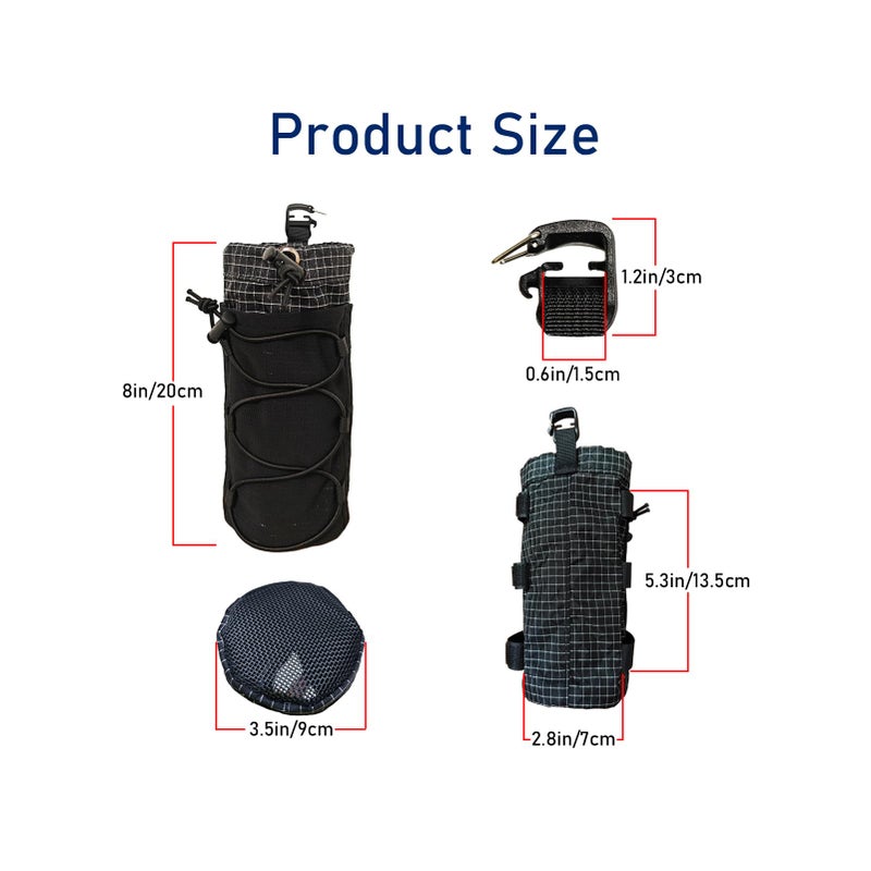 FIOTCEL 1pcs Extended-Height Ultralight Shoulder Strap Water Bottle Holder - Fits 20-34oz Bottles | Heavy-Duty Backpack Accessory for Hiking, Travel, Cycling & Running (Black) - Image 2
