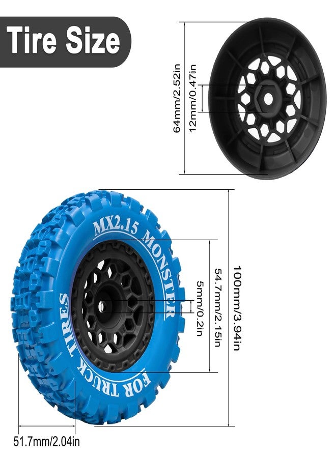 LRFHL 12mm Hex RC Wheel Tires Colored Rubber Tires for 1/16 Traxxas Mini Maxx 107154-1 Mini XRT VXL 108076-1 E-Revo Mini XRT MJX 16207 16210 16209 16208 HSP 94186 LOSI 1/18 Mini LMT Upgrade (4PCS) - Image 4