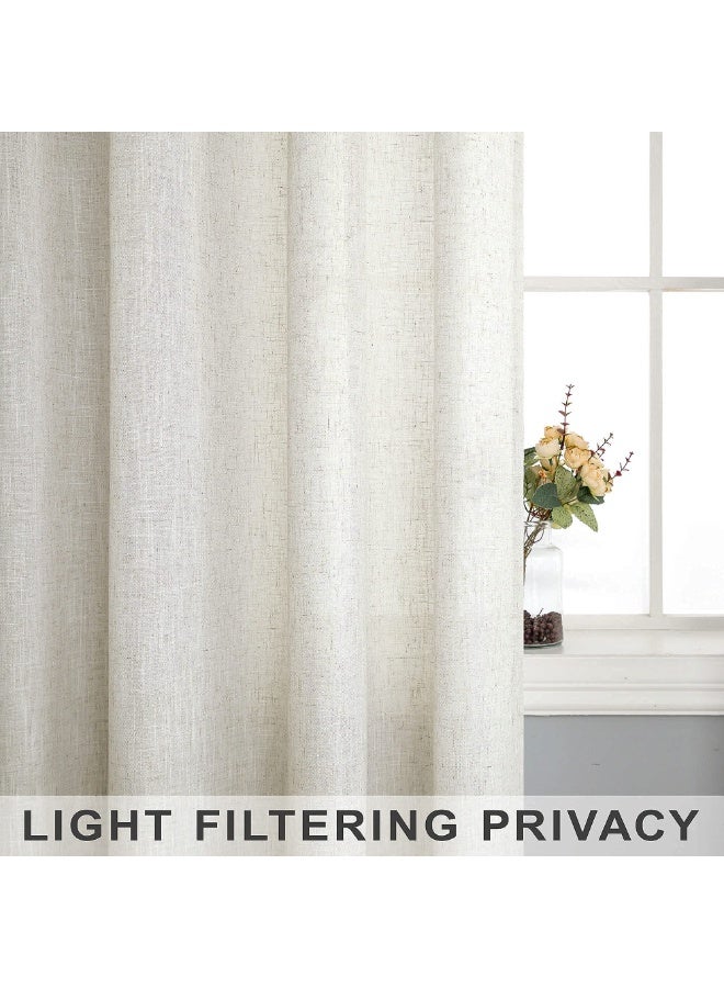 Natural Linen Curtains, 63 Inch Length, Rod Pocket, Semi Sheer, 2 Panels, 52x63 Inch, Cream - Image 5