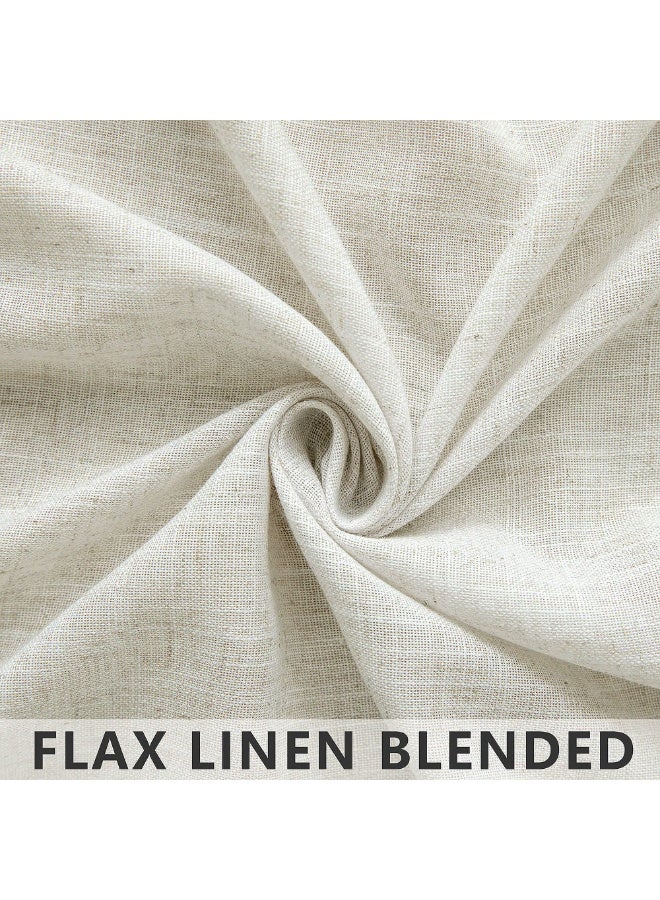 Natural Linen Curtains, 63 Inch Length, Rod Pocket, Semi Sheer, 2 Panels, 52x63 Inch, Cream - Image 4