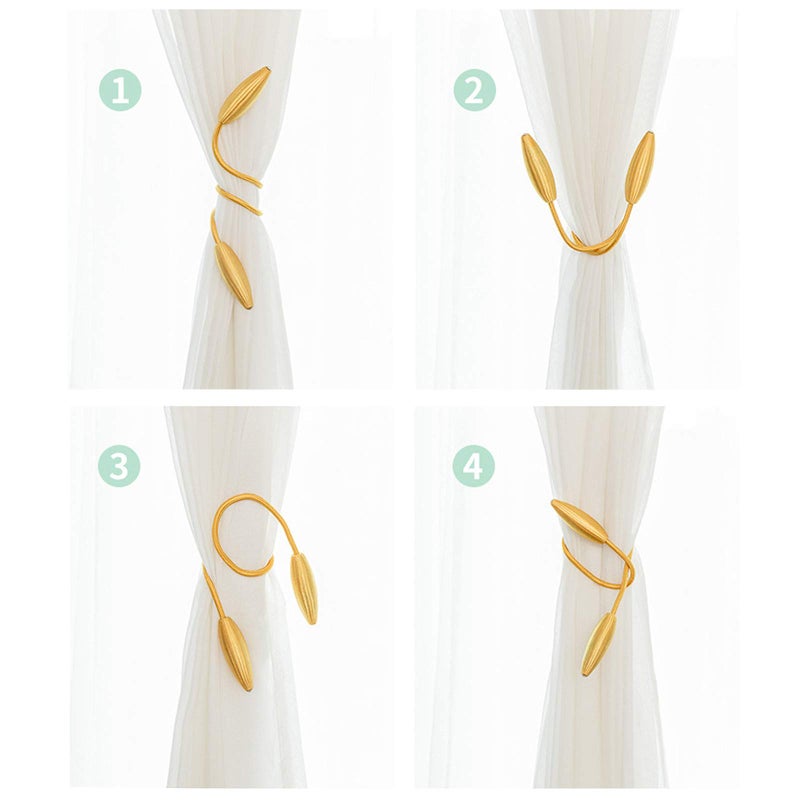 SWTOOL 2-Pack Curtain Holdbacks Curtains Tiebacks Home Decorative Window Drape Twist TieBacks Random Modelling Curtain Holdbacks (Gold) - Image 5