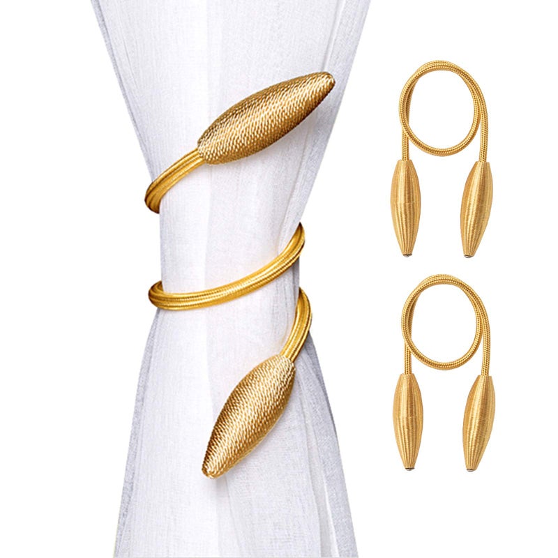 SWTOOL 2-Pack Curtain Holdbacks Curtains Tiebacks Home Decorative Window Drape Twist TieBacks Random Modelling Curtain Holdbacks (Gold) - Image 1