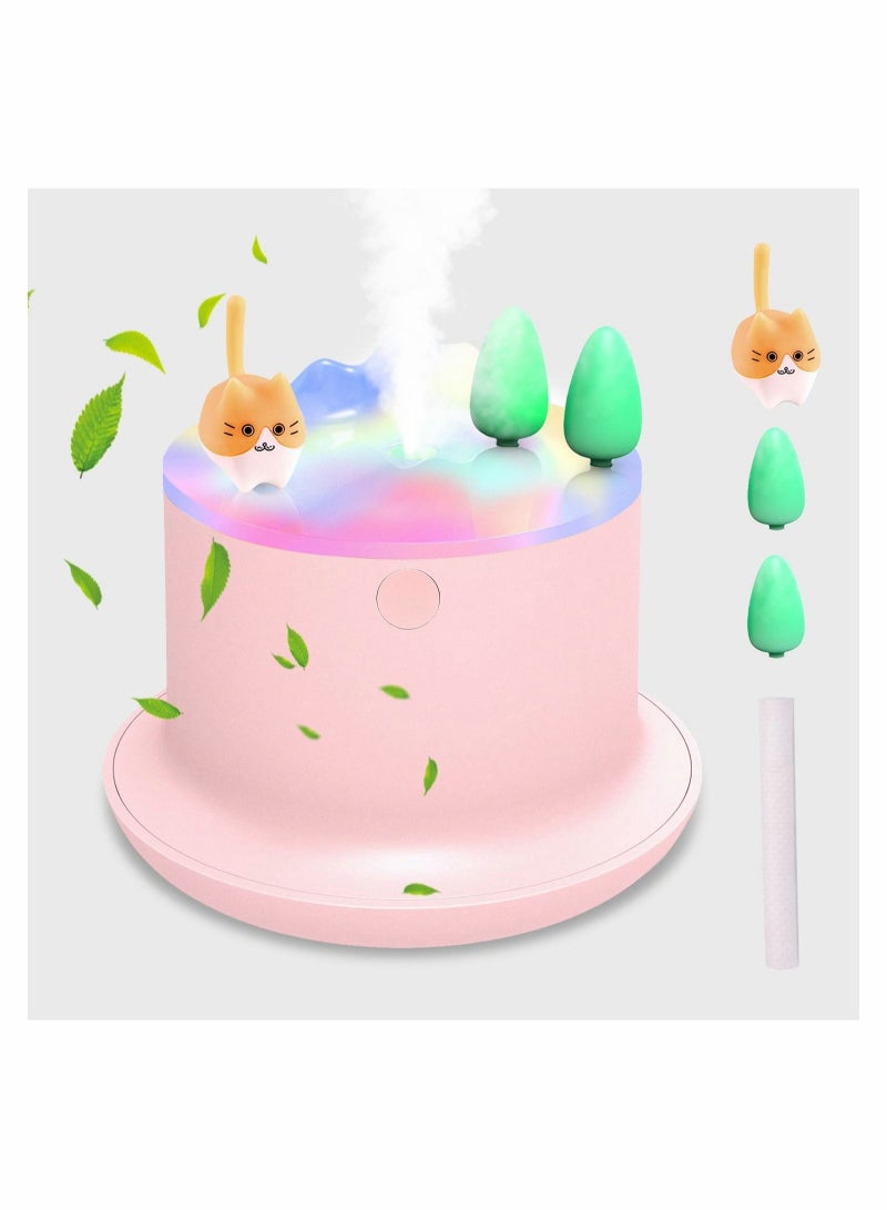 Captaintech Small Humidifier, 20db Cute Humidifiers, Humidifiers for Baby With Colorful Light, Mini Humidifier, Humidifiers for bedroom Kids, Office, Home, Plant, Travel (Pink) - Image 1