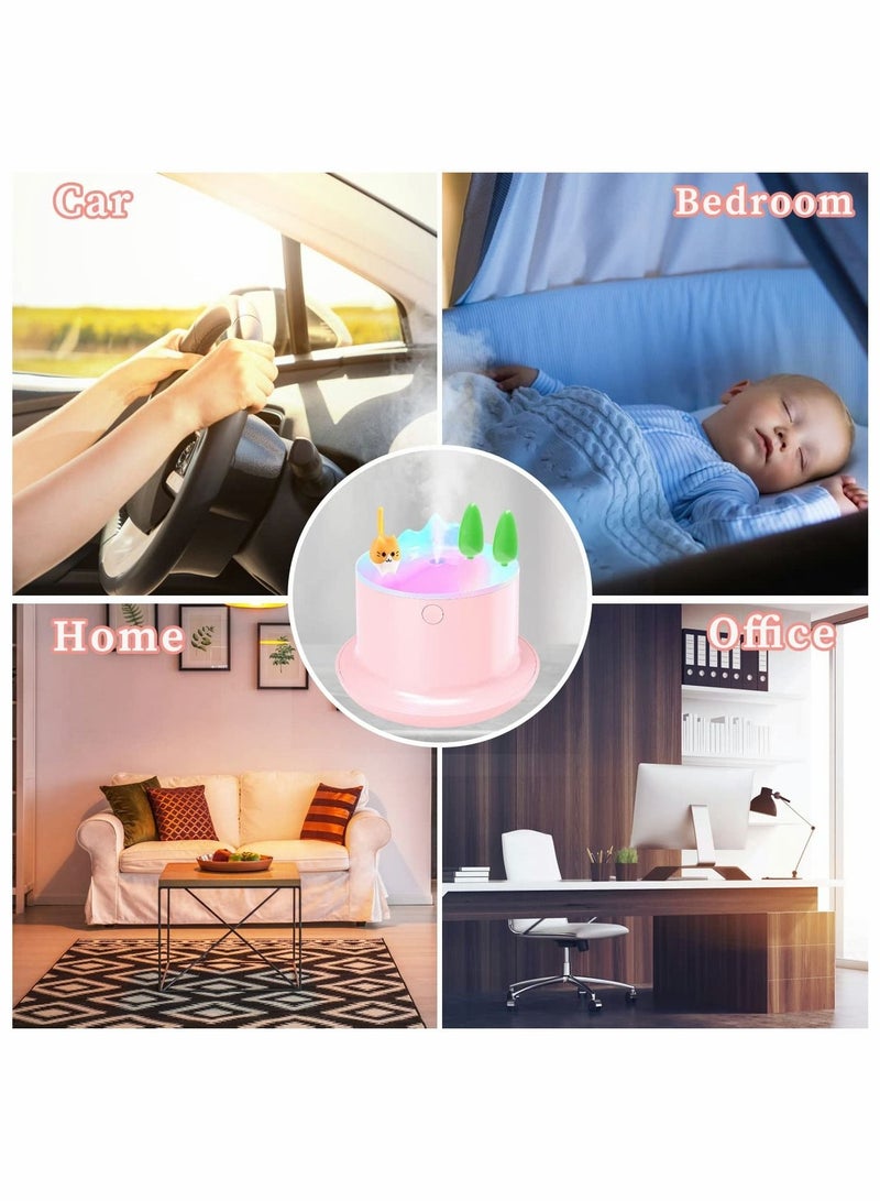 Captaintech Small Humidifier, 20db Cute Humidifiers, Humidifiers for Baby With Colorful Light, Mini Humidifier, Humidifiers for bedroom Kids, Office, Home, Plant, Travel (Pink) - Image 3