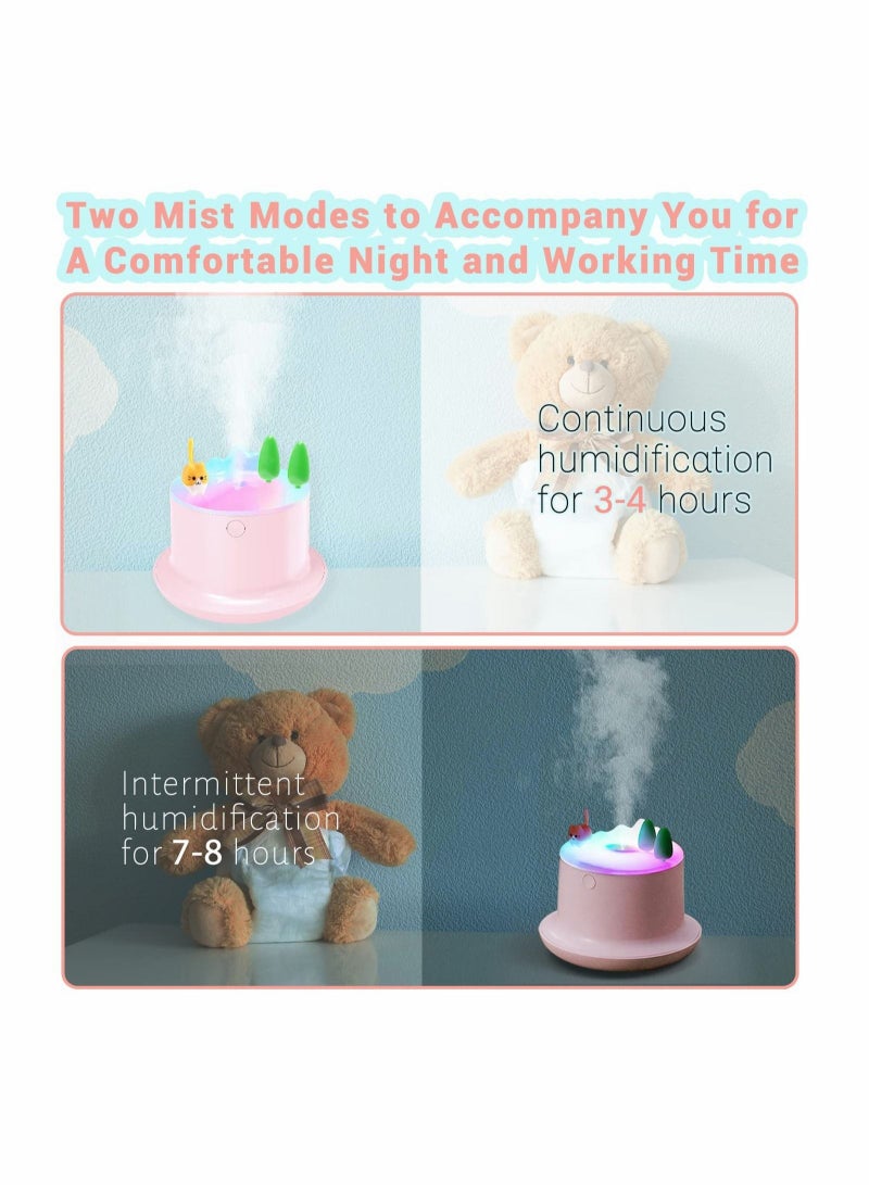 Captaintech Small Humidifier, 20db Cute Humidifiers, Humidifiers for Baby With Colorful Light, Mini Humidifier, Humidifiers for bedroom Kids, Office, Home, Plant, Travel (Pink) - Image 5
