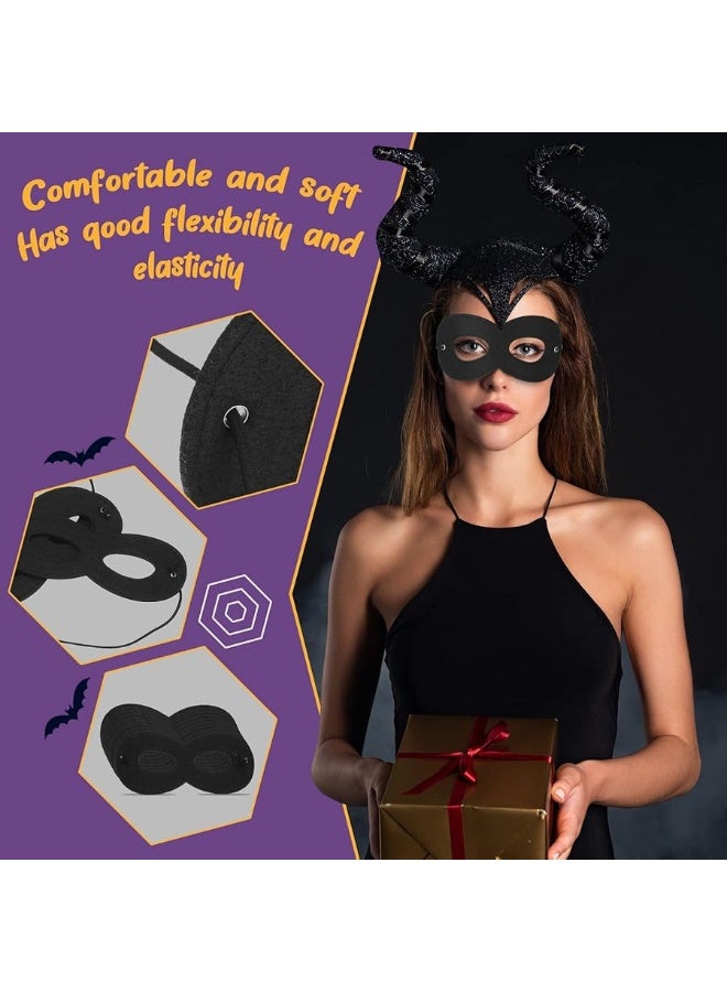 Coume 60 Pcs Black Felt Eye Masks Halloween Costumes Masquerade Half Mask Bulk Hero Cosplay Adjustable Dress up Masks for Men Women Kids Party - Image 2