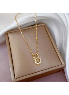 [titanium Steel] New Diamond-encrusted Four-leaf Flower Necklace Female Temperament Female High-grade Double-sided Shell Clavicle Chain Explosions