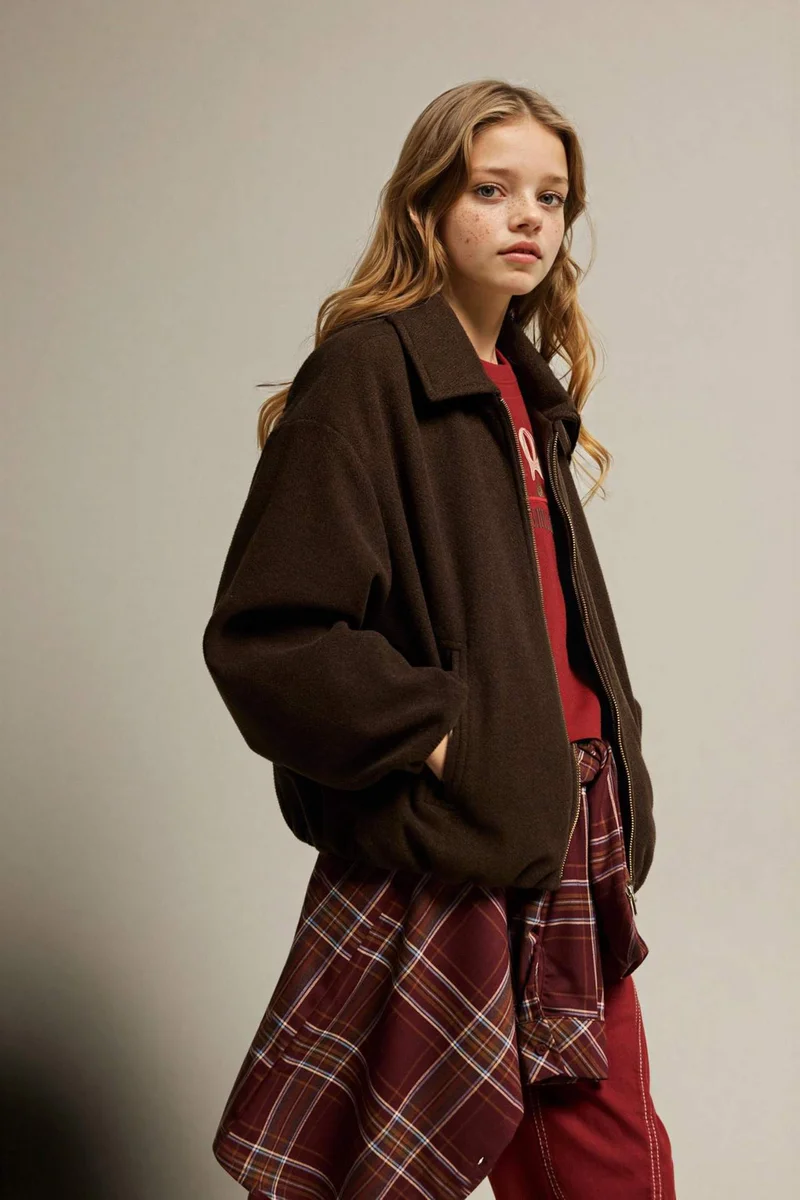 ديفاكتو Girl Polo Collar Puffer Jacket