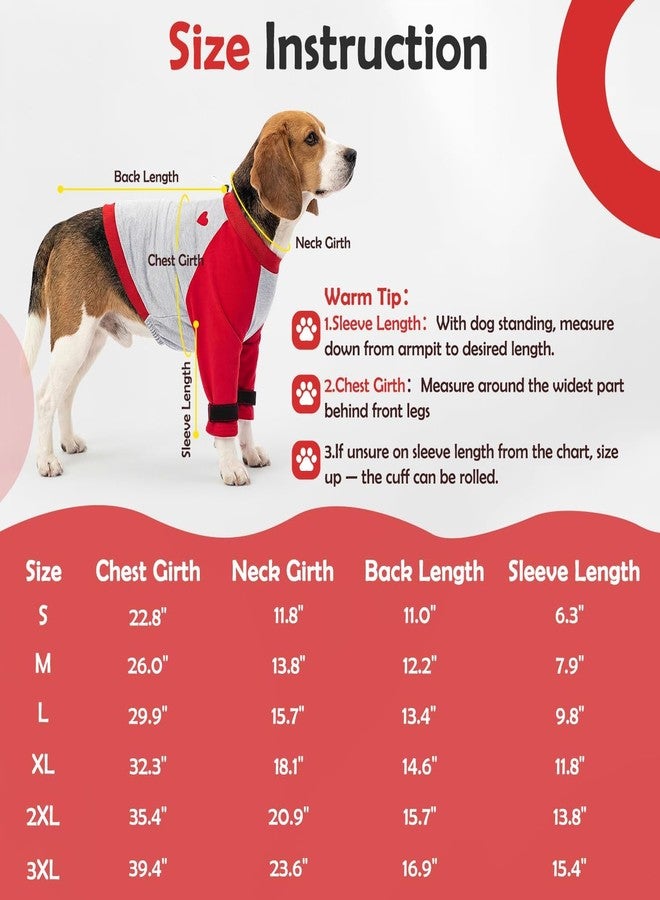 Lukovee Recovery Suit for Dogs - Padded Elbow Protector to Stop Licking, Long Sleeve for Pet Male Female Dog Front Leg Injuries Shoulder Wounds After Surgery Cone Alternative (Red&Gray, Large) - Image 2