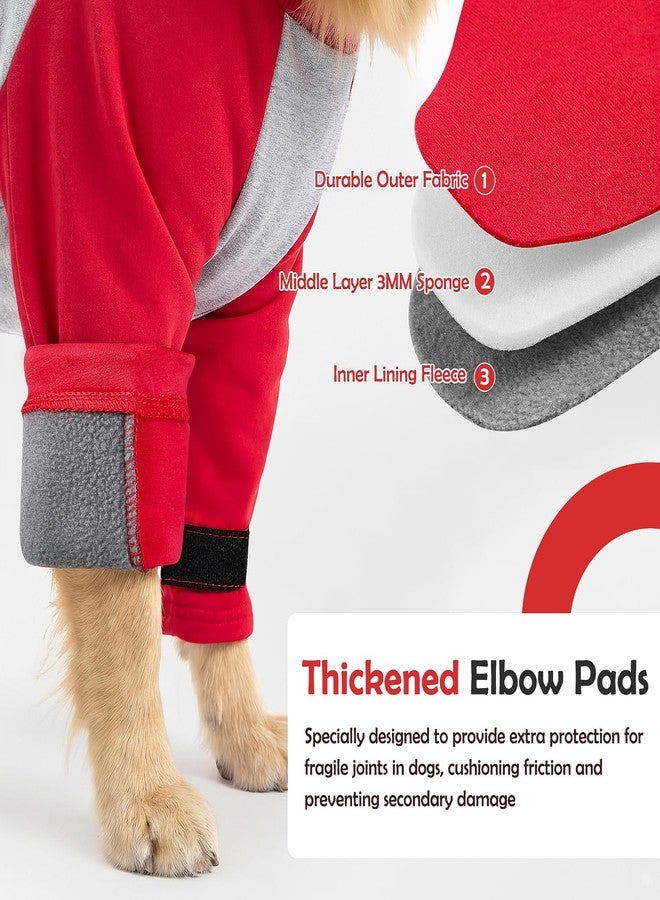 Lukovee Recovery Suit for Dogs - Padded Elbow Protector to Stop Licking, Long Sleeve for Pet Male Female Dog Front Leg Injuries Shoulder Wounds After Surgery Cone Alternative (Red&Gray, Large) - Image 4