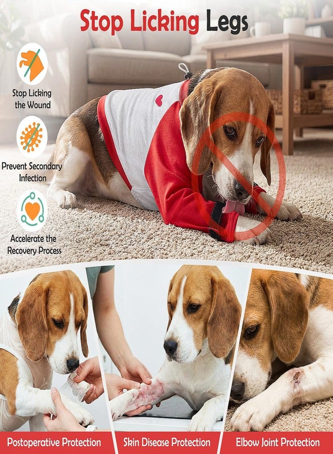 Lukovee Recovery Suit for Dogs - Padded Elbow Protector to Stop Licking, Long Sleeve for Pet Male Female Dog Front Leg Injuries Shoulder Wounds After Surgery Cone Alternative (Red&Gray, Large) - Image 5