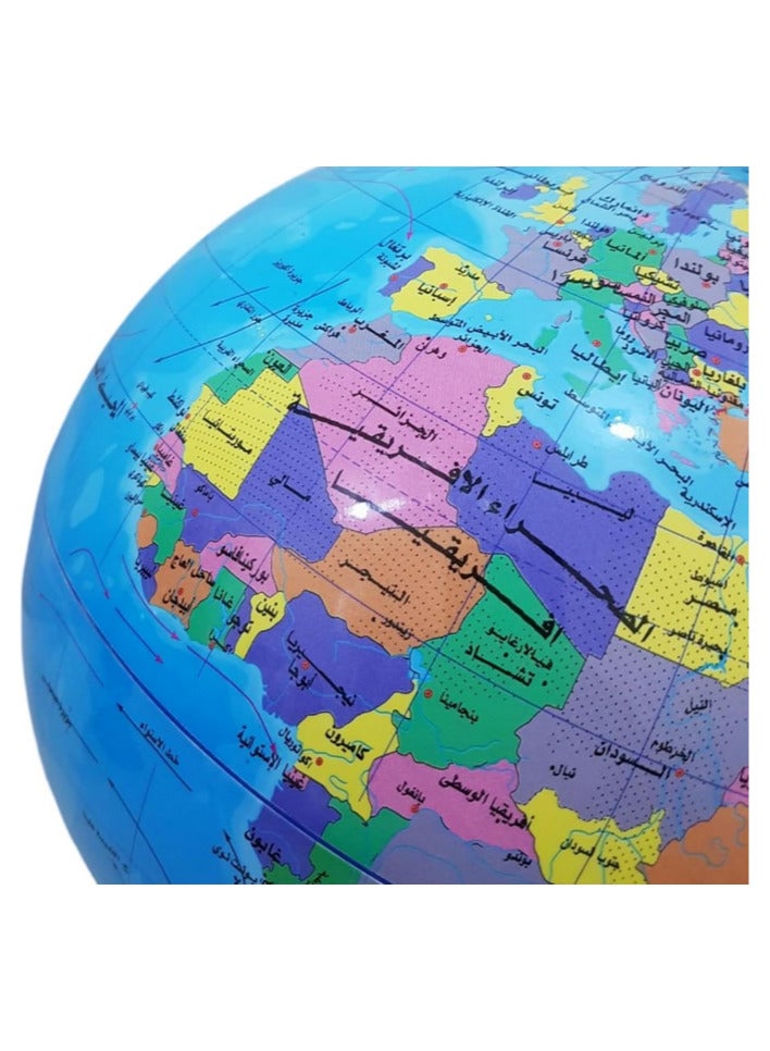 Educational Arabic globe made of shock-resistant PVC material, mounted on a base with a 180-degree rotation axis (20 cm) - Image 2