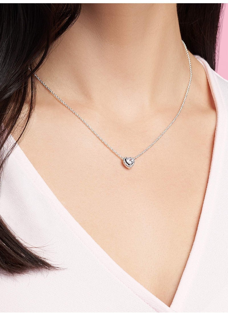 Pandora Violet - PANDORA Jewelry Elevated Heart Cubic Zirconia Necklace in Sterling Silver - Image 1