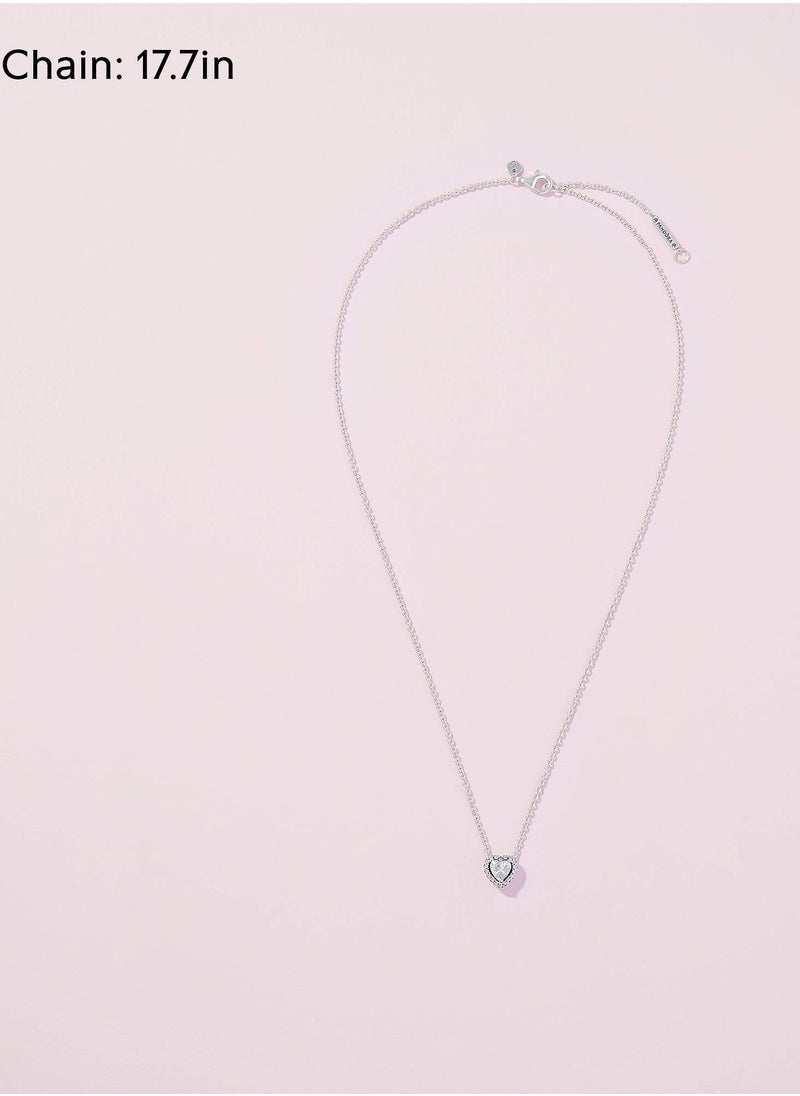 Pandora Violet - PANDORA Jewelry Elevated Heart Cubic Zirconia Necklace in Sterling Silver - Image 1