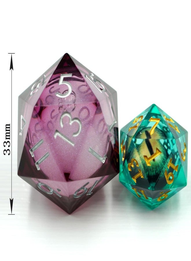 Maywin Dungeons and Dragons DND Dice D20, Liquid Core Dice Set D&D 33MM Oversized D20 Single Sharp Edge Resin dice with Gift Case, Polyhedral Dice for Role Playing Game - Image 3
