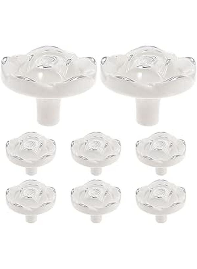 Vintage Ivory White Silver Edge Rose Flower Cabinet Knobs Drawer Pulls 8 Pack - Image 1