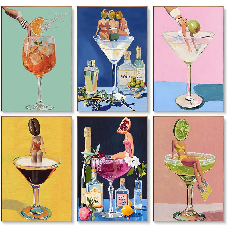 Offito 6 Pack Paint by Numbers Kit for Adults Beginners - 8x12 Inch Cocktail Adult Paint by Number Kits on Canvas, Cocktail DIY Acrylic Oil Number Painting Kits for Adults, Perfect for Gift Home Decor - Image 1