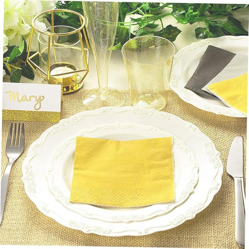 80 Pcs Yellow Disposable Party Napkins For Birthday Celebrations And Festive Tableware - Image 3