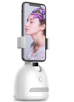 Selfie Stick Rotation Smart Following Shooting Gimbal Robot Cameraman Auto Face Tracking Object Tracking Holder,Mount Tripod for Phone and Camera Smart Video Recording Phone Holder white