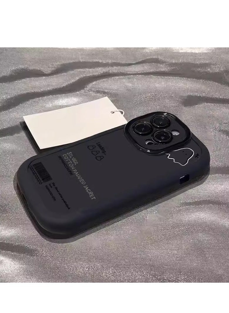 NIBEMINENT Minimalistic Little Ghost Protective TPU Case Cover For iPhone 15, Black