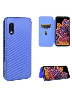 Case Cover For Samsung Galaxy XCover Pro Carbon Fiber Texture Horizontal Flip TPU + PC + PU Leather Case with Rope & Card Slot Blue