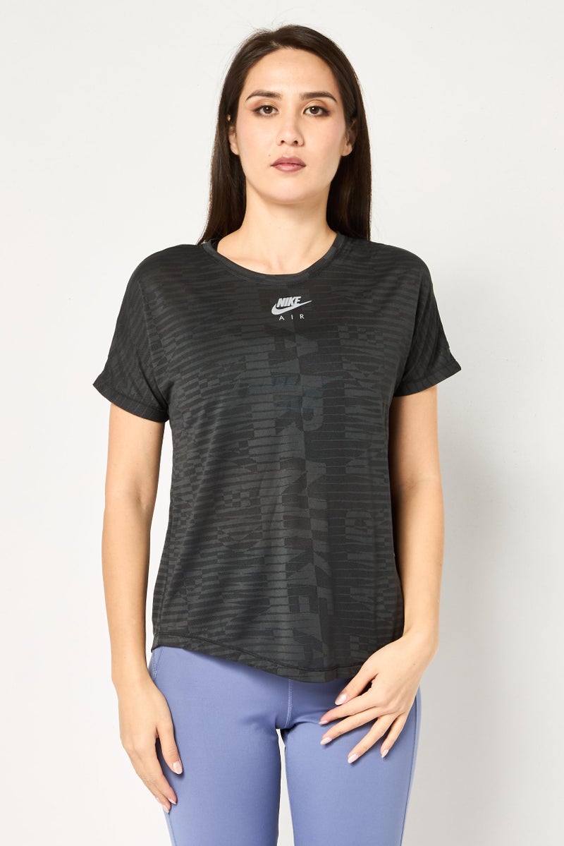 Nike Women Standard Fit Short Sleeve Running T-Shirt, Grey - Image 1