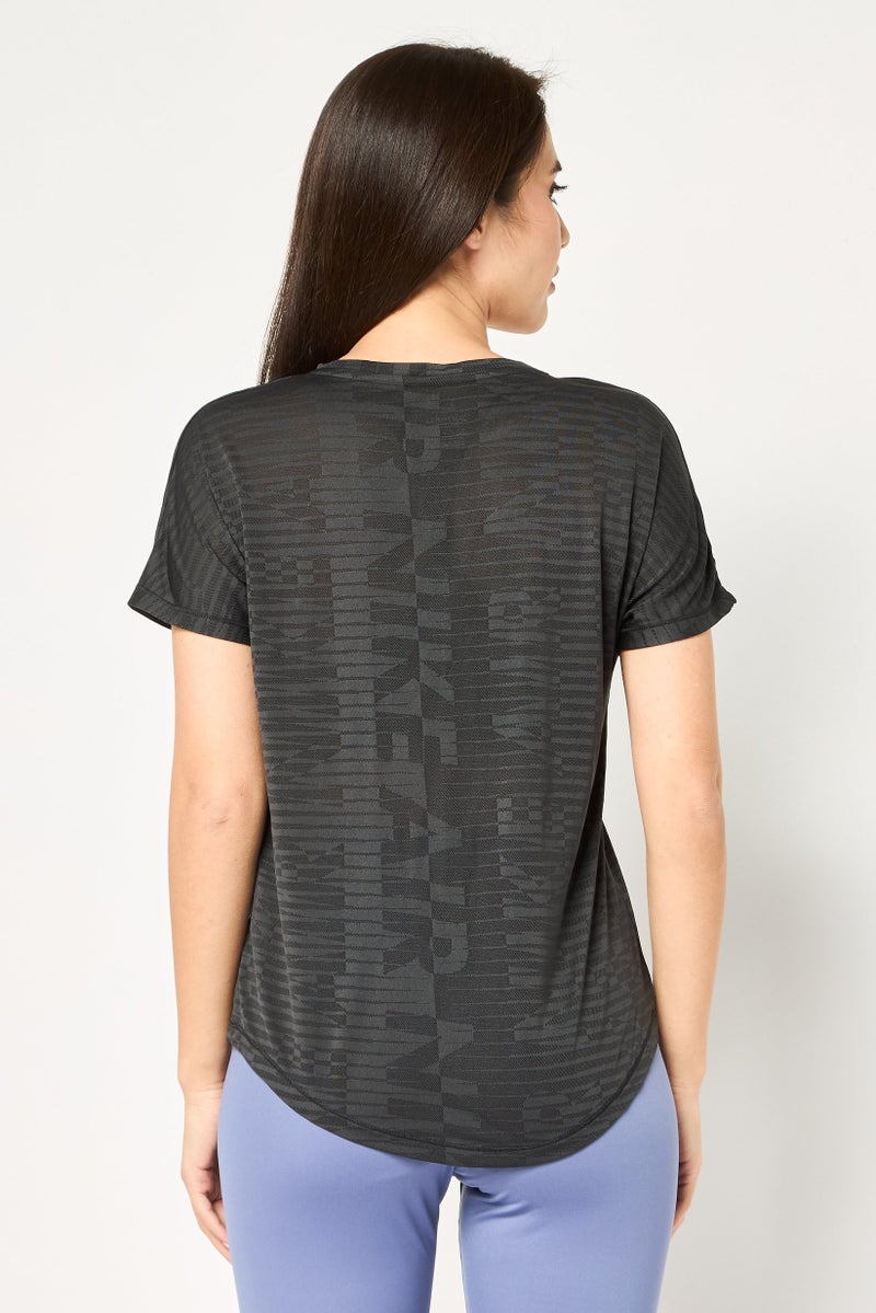 Nike Women Standard Fit Short Sleeve Running T-Shirt, Grey - Image 2