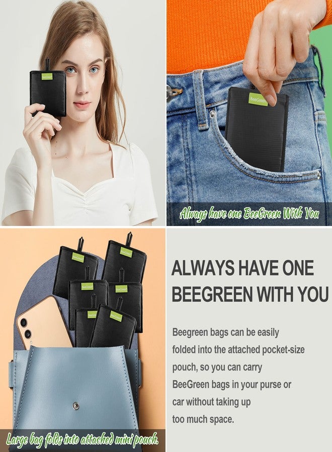 BeeGreen Black Reusable Bags Shopping Bags Large 50LBS 6 Pack Grocery Bags with Pouch for Women Men Heavy Duty Lightweight Washable Foldable Durable - Image 5
