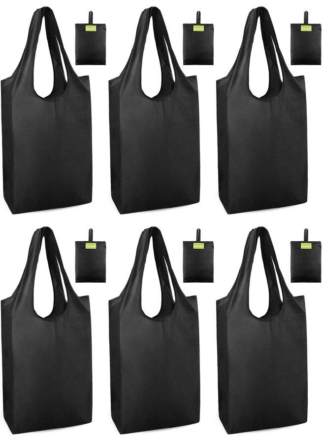 BeeGreen Black Reusable Bags Shopping Bags Large 50LBS 6 Pack Grocery Bags with Pouch for Women Men Heavy Duty Lightweight Washable Foldable Durable - Image 1