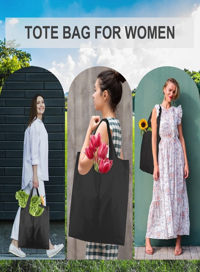 BeeGreen Black Reusable Bags Shopping Bags Large 50LBS 6 Pack Grocery Bags with Pouch for Women Men Heavy Duty Lightweight Washable Foldable Durable - Image 4