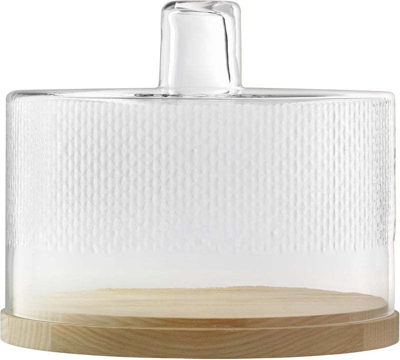 LSA Clear Glass Dome Cover with bottom wooden stand H40cmxW30cm – Elegant Food, Cake & Fruit Display Cloche, Made in Poland - Image 1
