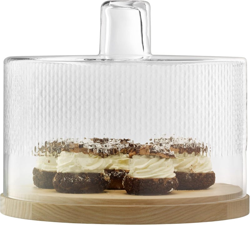 LSA Clear Glass Dome Cover with bottom wooden stand H40cmxW30cm – Elegant Food, Cake & Fruit Display Cloche, Made in Poland - Image 3
