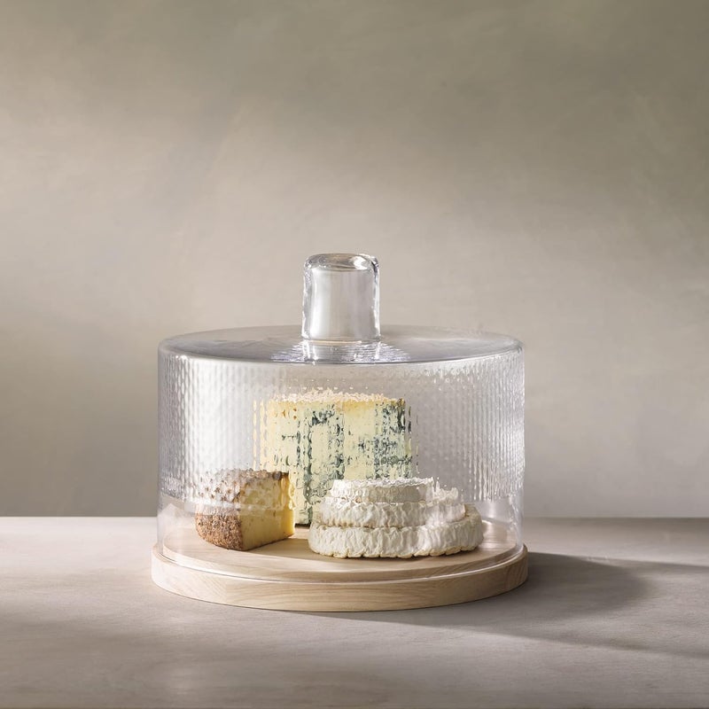 LSA Clear Glass Dome Cover with bottom wooden stand H40cmxW30cm – Elegant Food, Cake & Fruit Display Cloche, Made in Poland - Image 4