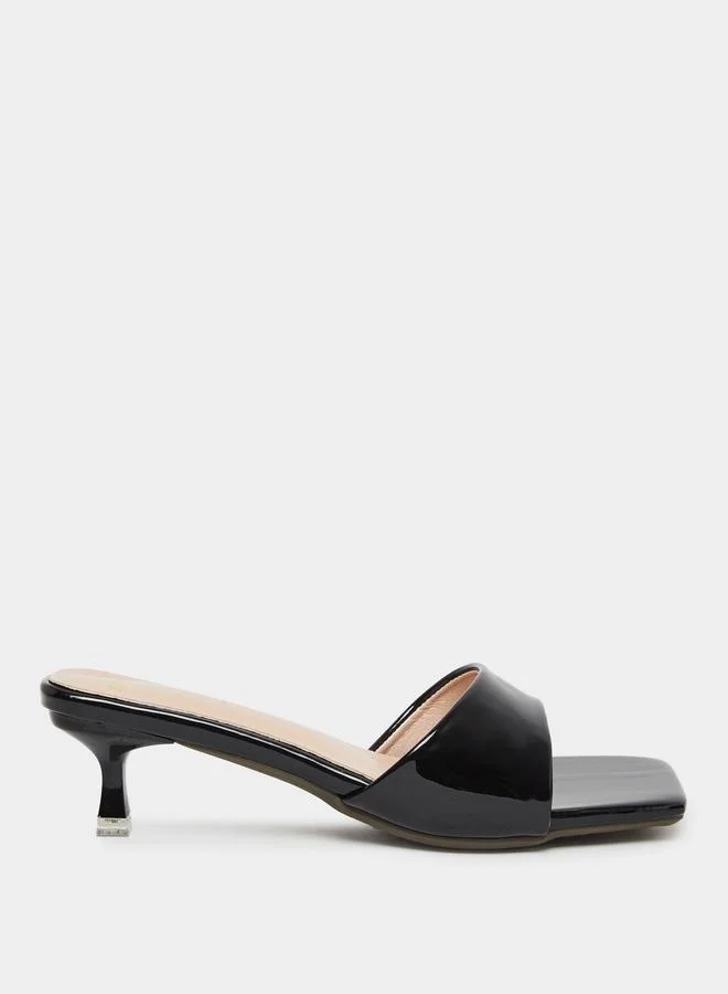 Styli Styli Women Black Open Toe Kitten Heel Sandals