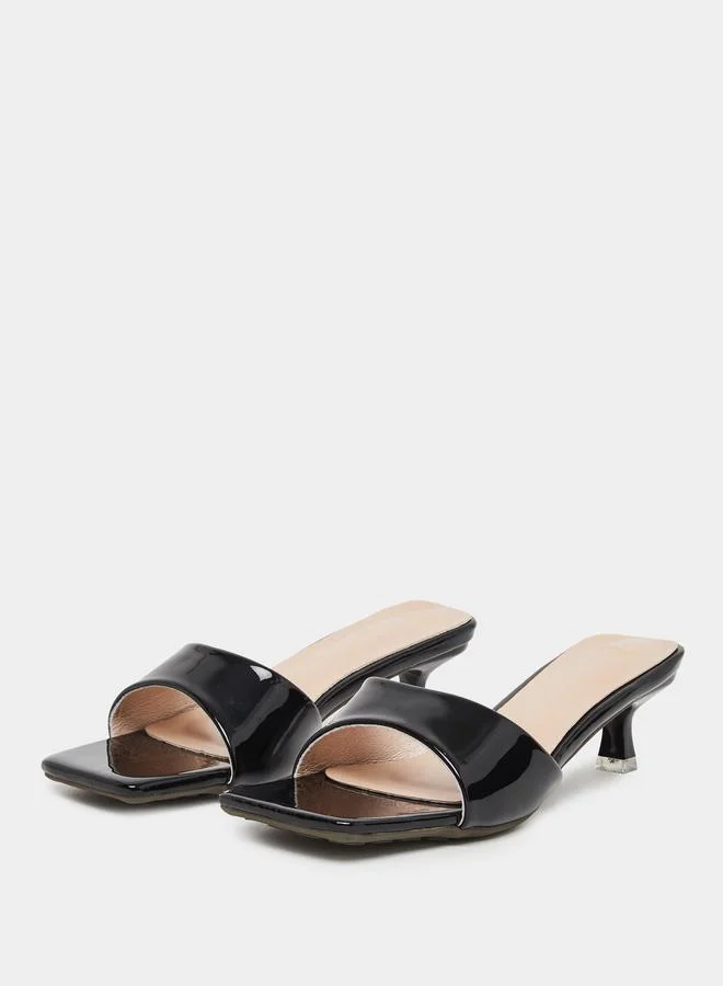 Styli Styli Women Black Open Toe Kitten Heel Sandals