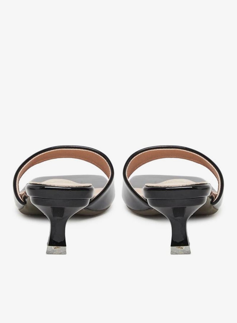 ستايلي صنادل نسائية بكعب رفيع مفتوحة من الأمام باللون الأسود - Image 4