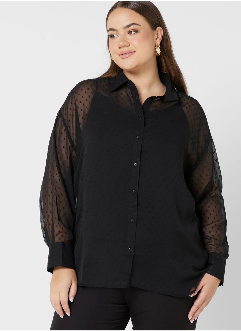Ella Plus - Button Down Textured Shirt - Image 1