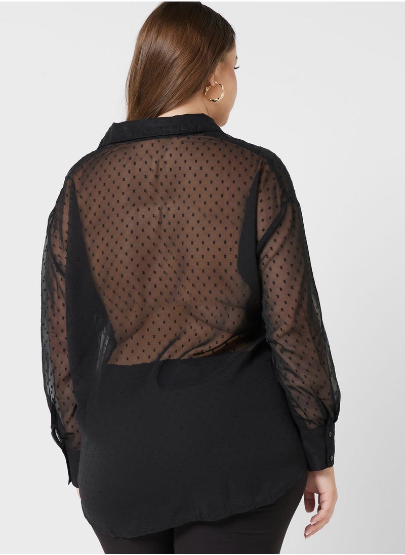 Ella Plus - Button Down Textured Shirt - Image 1