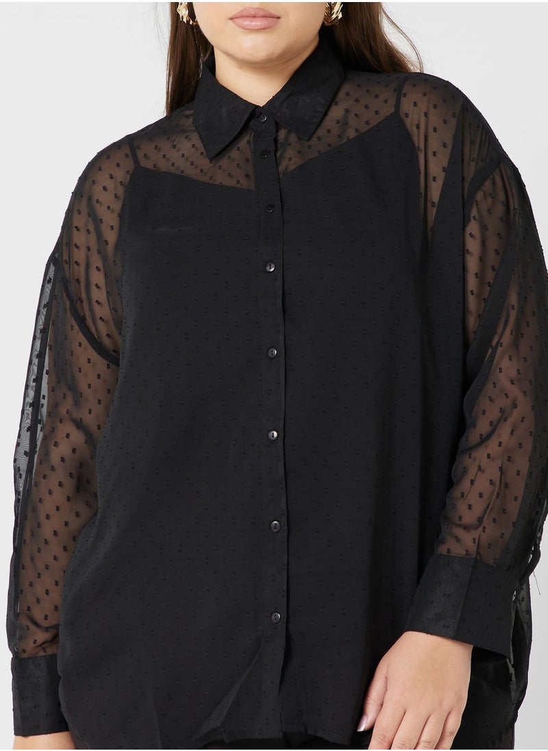 Ella Plus - Button Down Textured Shirt - Image 1