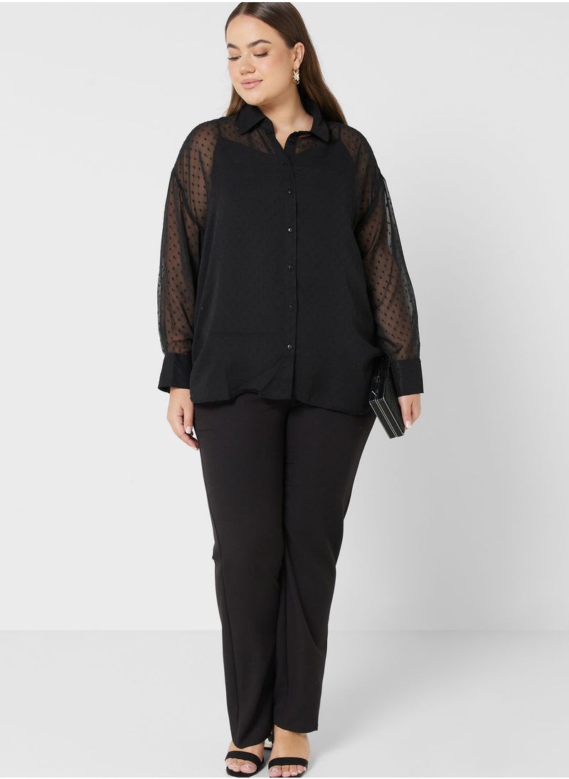 Ella Plus - Button Down Textured Shirt - Image 1
