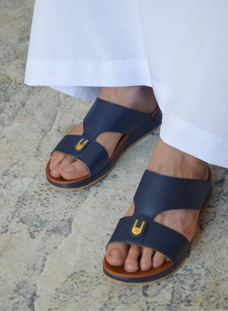Al Baaz Navy Arabic Sandals for Men - Traditional Leather Men Sandals - Image 4