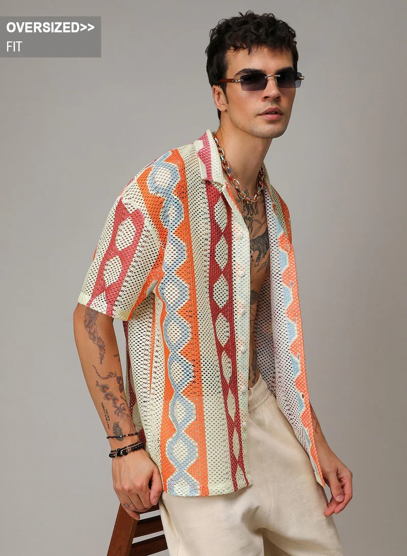 كامبوس سوترا قميص هندسي كبير الحجم