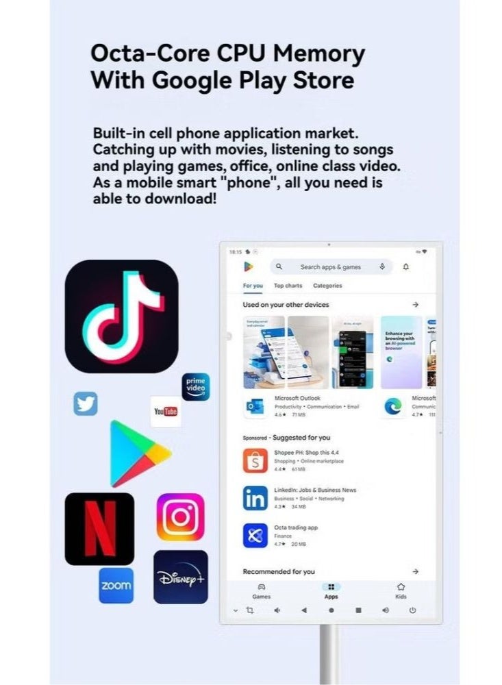 Taalk 27-inch Smart Wireless Android Touchscreen TV Monitor | Android 12, 8GB RAM, 128GB Storage, 1080p FHD Display, HDMI, SIM Slot, Built-in Camera - Image 2