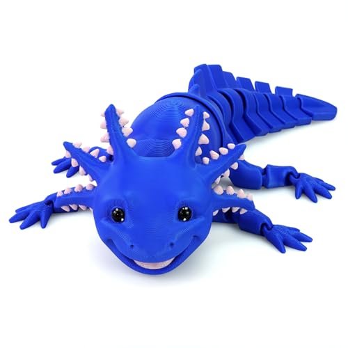 TiTiC 3D Printed Axolotl Fidget Toy 3D Printed Animals ToyArticulated Flexible Axolot Fidget Toy Fun Gift Blue 8 in - Image 1