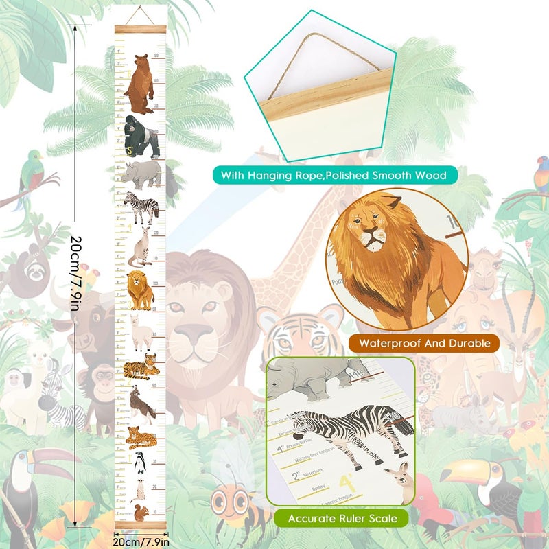 MIBOTE Baby Growth Height Chart Handing Ruler Wall Decor for Kids, Canvas Removable Height Growth Chart 79" x 7.9" (Animal) - Image 4