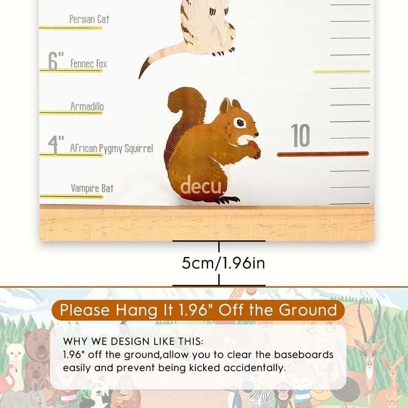 MIBOTE Baby Growth Height Chart Handing Ruler Wall Decor for Kids, Canvas Removable Height Growth Chart 79" x 7.9" (Animal) - Image 5